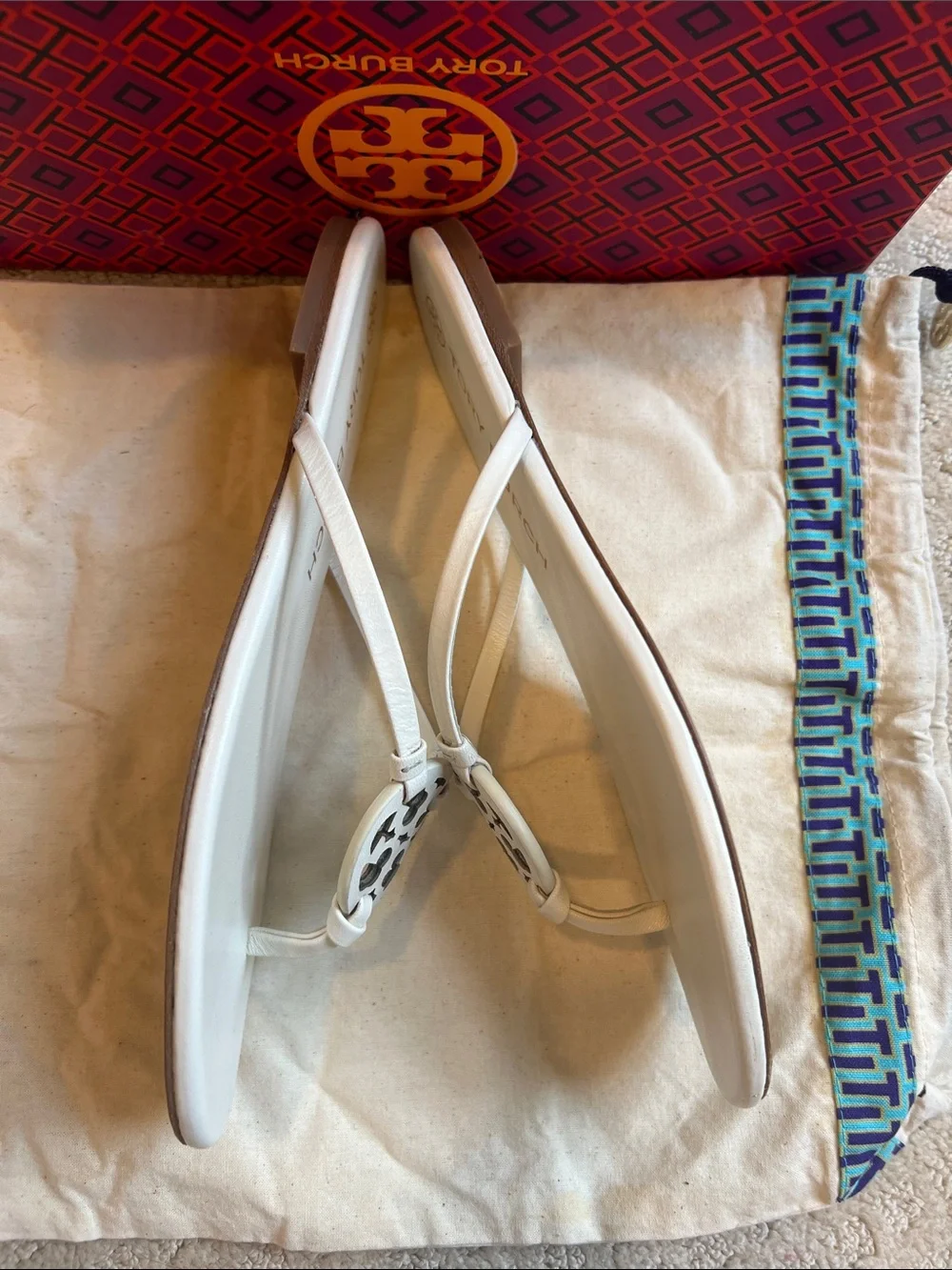 Tory Burch Ivory Miller Thong Sandals